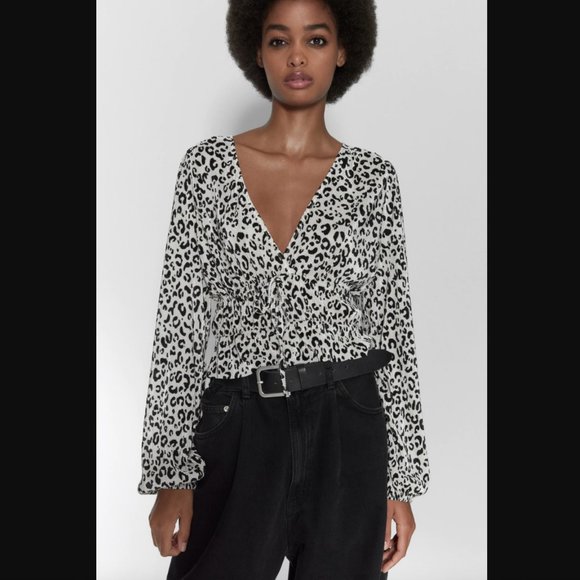 ✨sold✨NWOT Zara Pleated Leopard Top - Picture 8 of 8